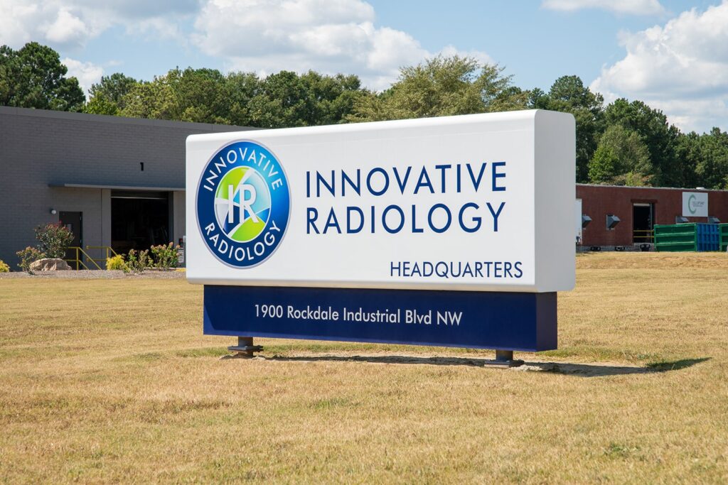 Innovative Radiology sign displayed on building exterior representing trusted radiology equipment provider and imaging solutions brand